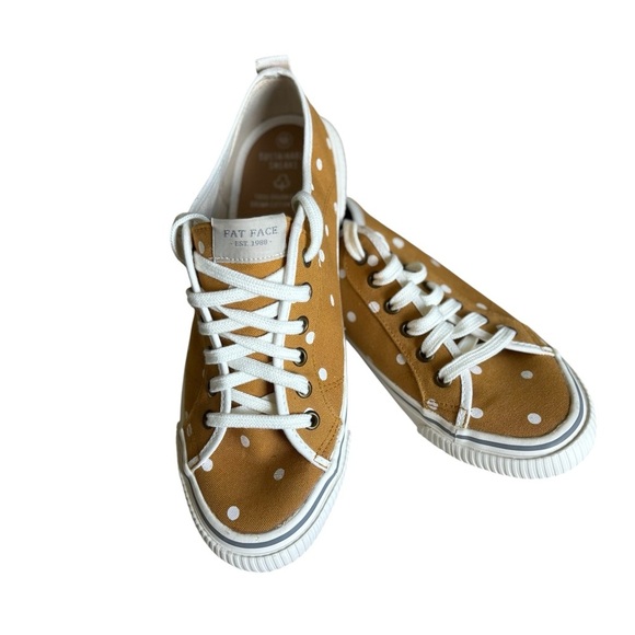 New Fat Face Mustard Polka Sneakers Size 9 Comfort 100%organic cotton - Picture 2 of 7